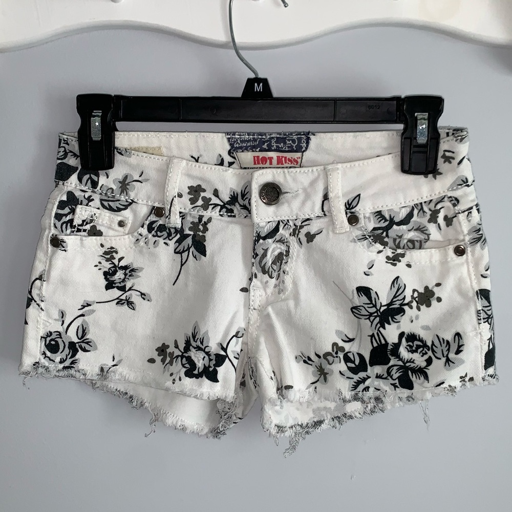 White and Black Jean Shorts.